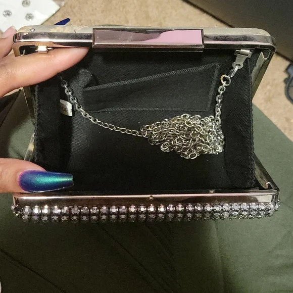 Rhinestone clutch with shoulder strap - Picture 3 of 3